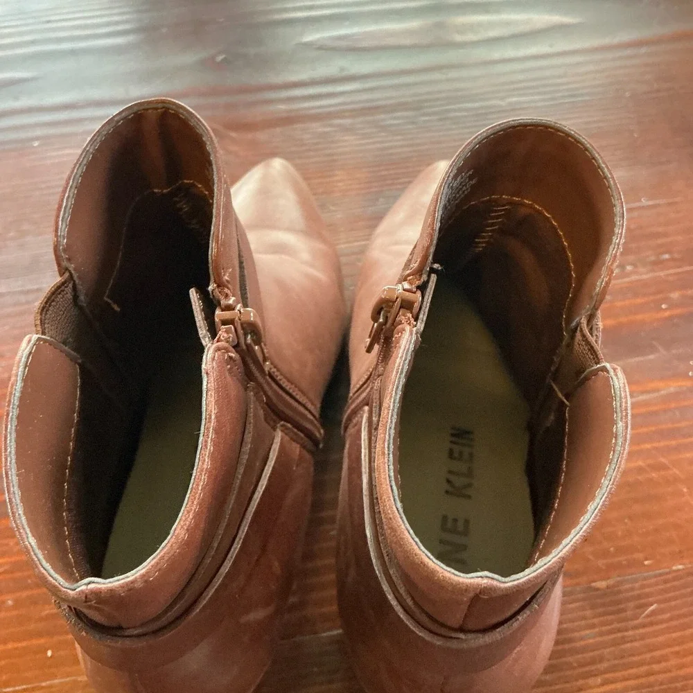 Anne‎ Klein AkChelsey Ankle Boots Womens 6.5M Brown Leather Equestrian 2.5" Heel - Picture 8 of 11
